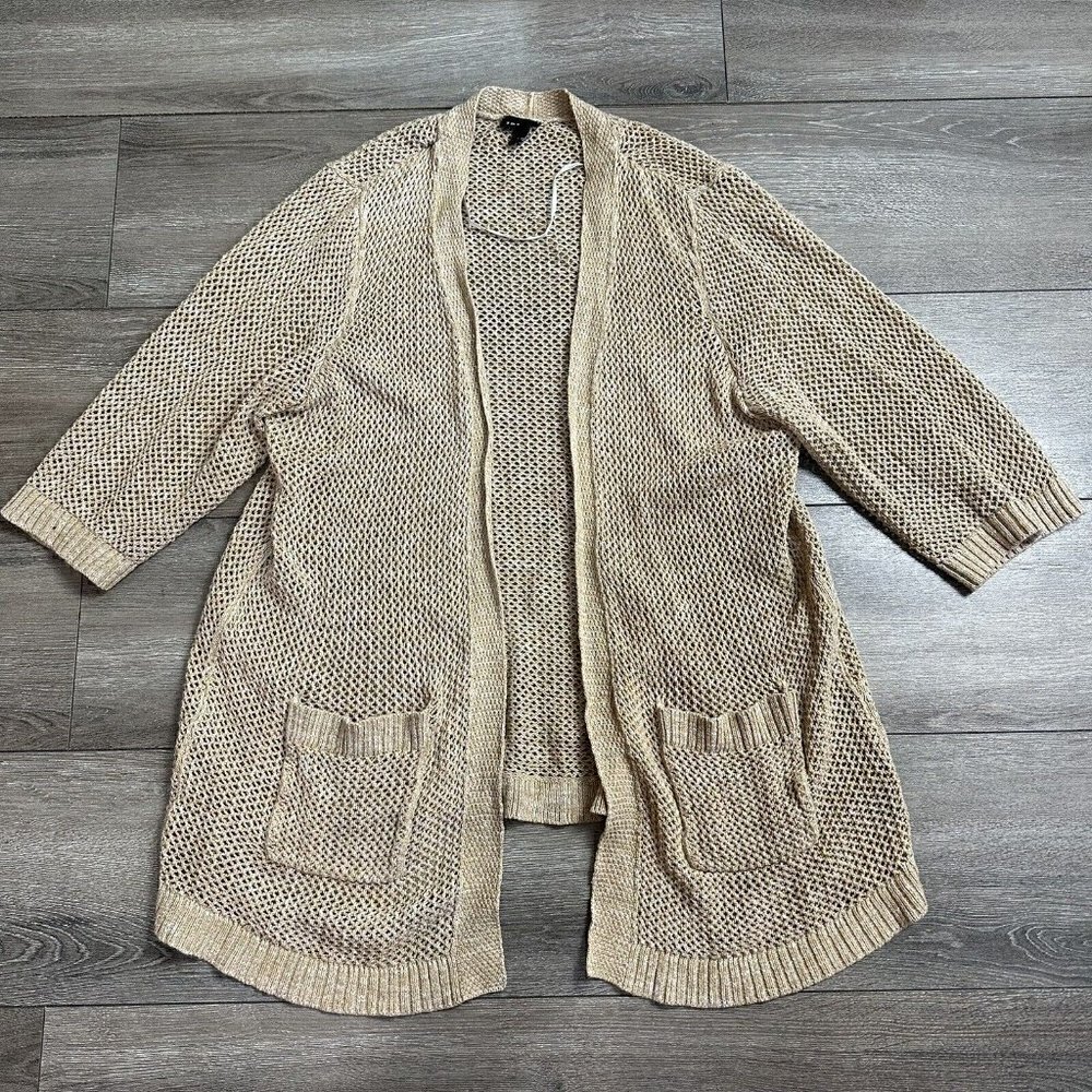 Torrid Open Front Cardigan Size 1 XL Knit Long Cream - Picture 1 of 4
